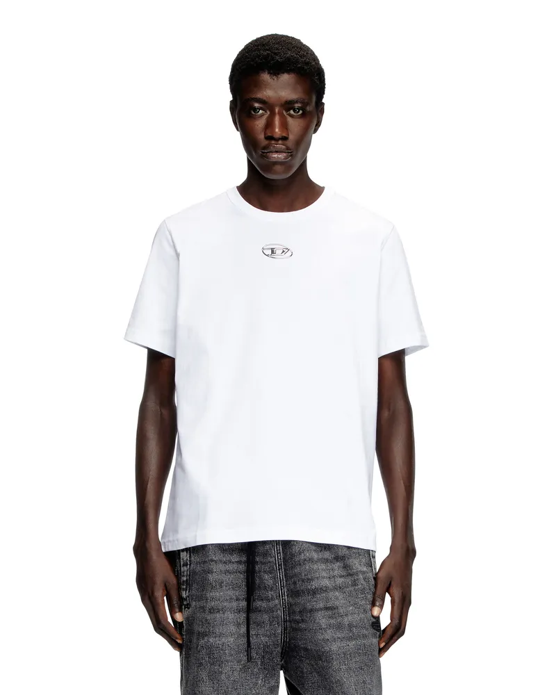 Diesel T-Shirt mit metallischem Oval D - T-Shirts - Herren - Weiss Weiss