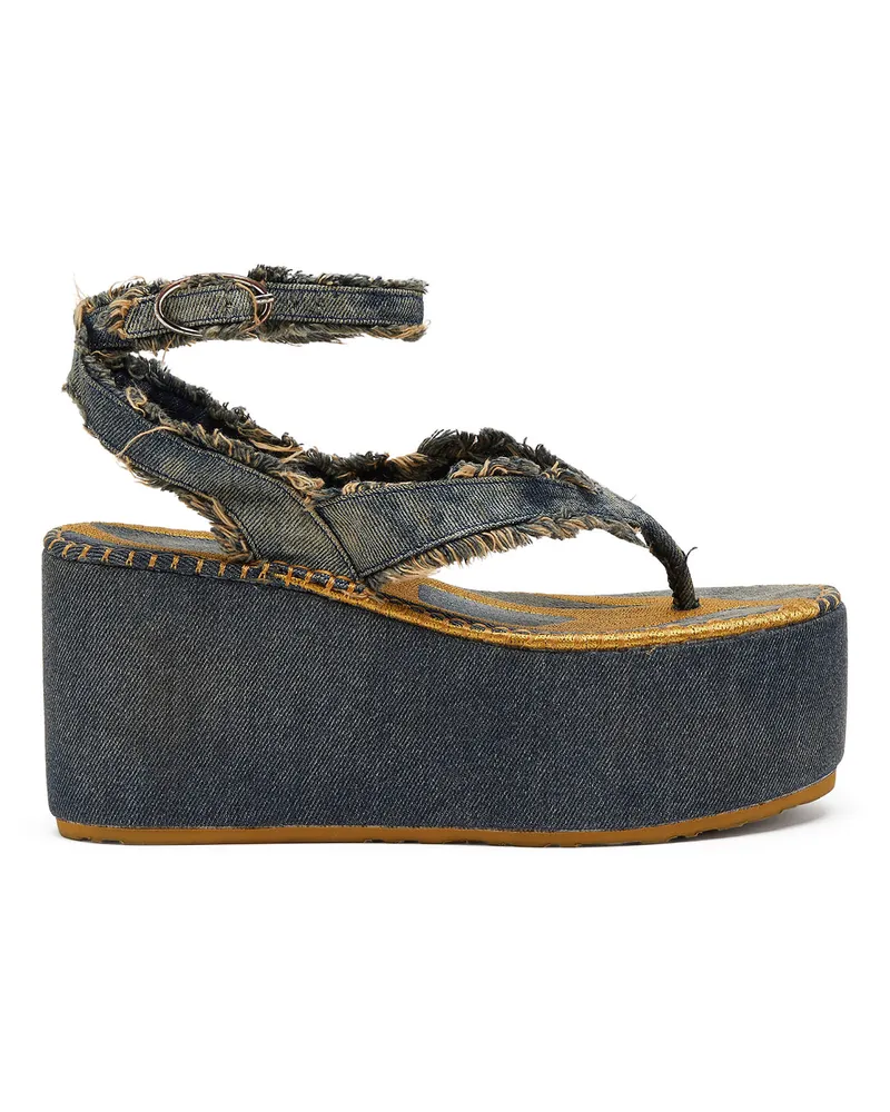 Diesel Sa-Nikola - Sandale aus Denim mit ausgefransten Details - Sandalen - Damen - Blau Blau