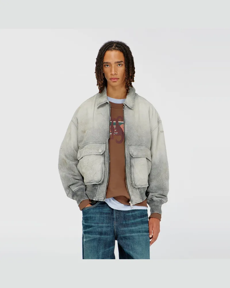 Diesel Jacke aus distressed fischgrät-denim - Denim jacken - Unisex - Grau Grau