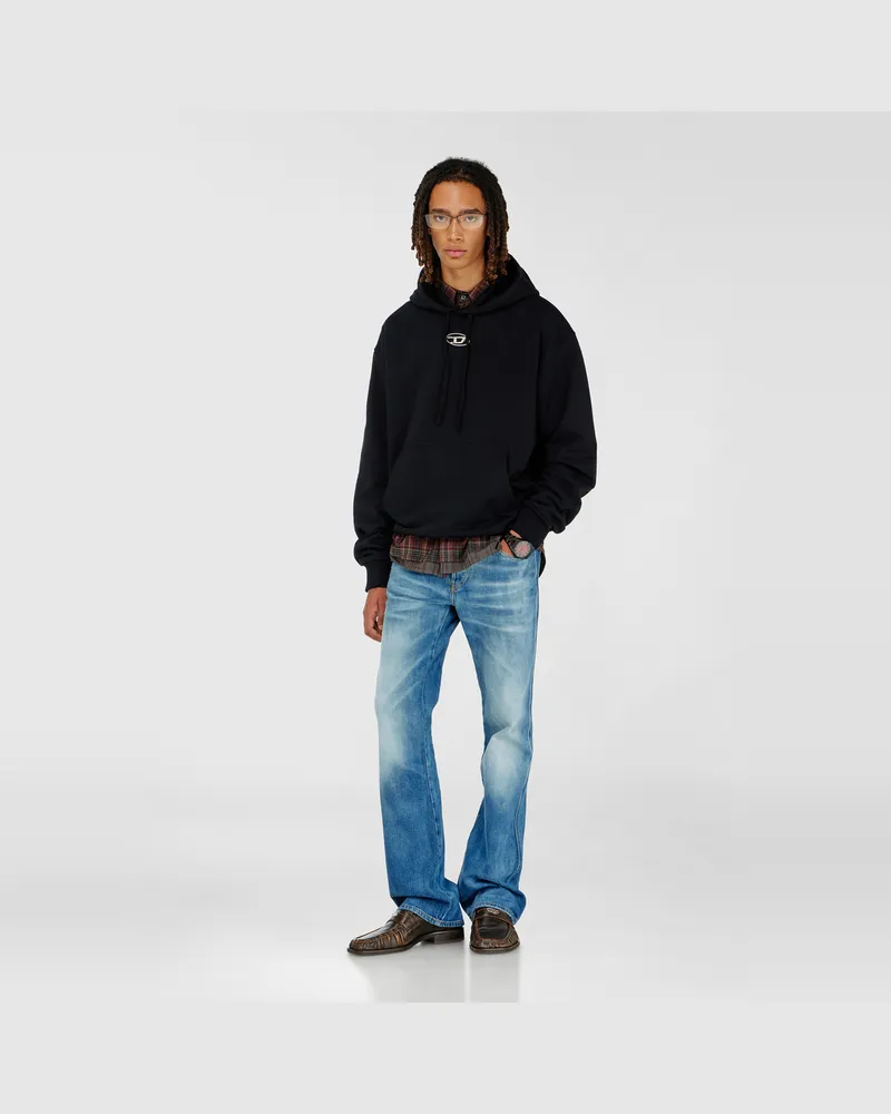 Diesel Hoodie in Übergröße mit Metallic-Logo - Sweatshirts - Herren - Schwarz Schwarz