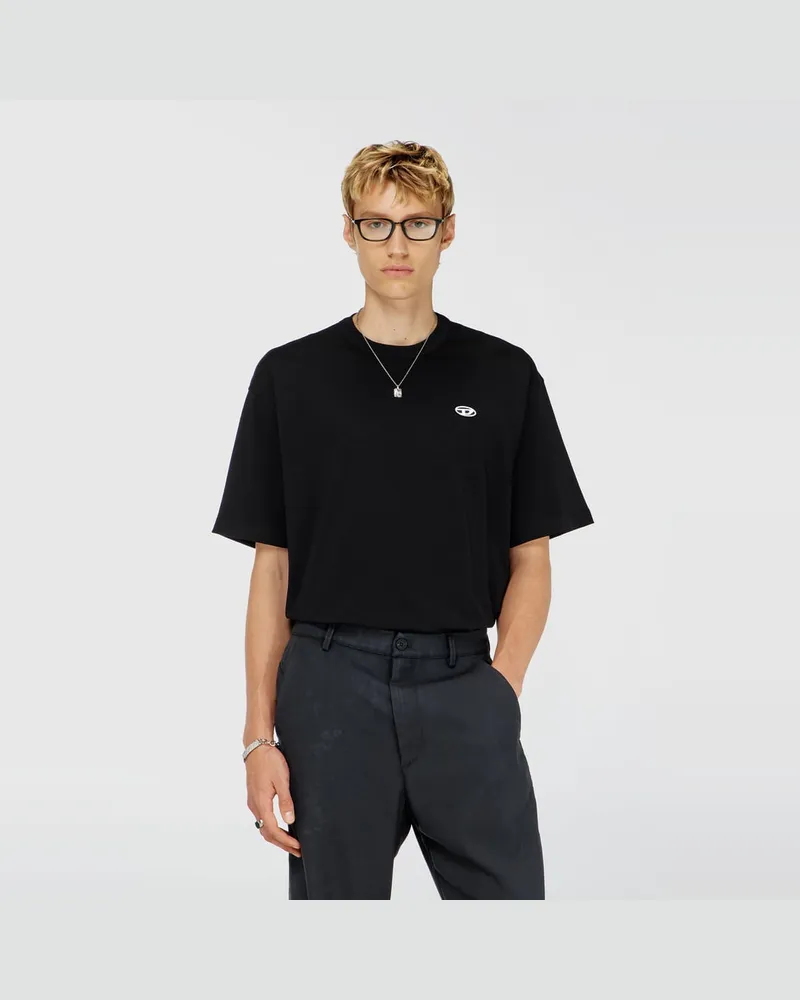 Diesel T-Shirt aus Baumwolle mit Oval D Logo und Grafik - T-Shirts - Herren - Schwarz Schwarz