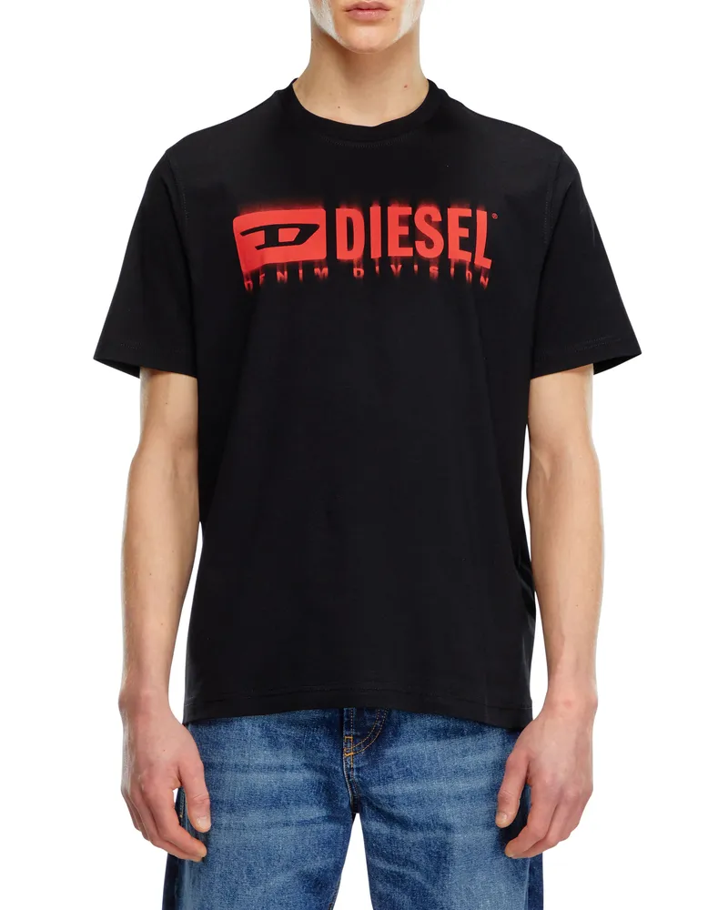 Diesel T-Shirt mit verschwommenem Diesel-Logo - T-Shirts - Herren - Schwarz Schwarz