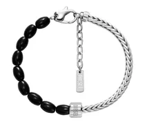 Armband mit schwarzen Achatperlen - Armbänder - Unisex - Silber