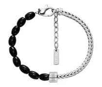 Armband mit schwarzen Achatperlen - Armbänder - Unisex - Silber