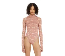 Body aus Nylonspitze mit offenem Rücken - Bodys - Damen - Rosa