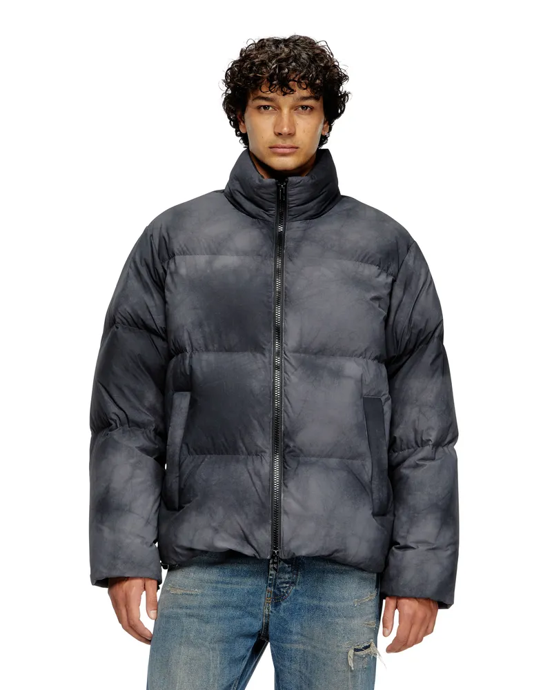 Diesel Daunenjacke mit Kapuze aus Patchy-Nylon - Winterjacken - Herren - Schwarz Schwarz