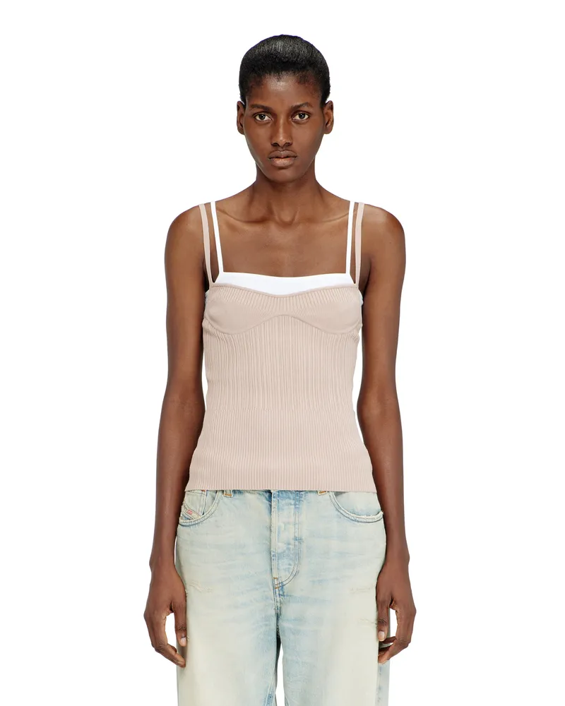 Diesel Gestricktes Camisole-Top mit Lagenoptik - T-Shirts - Damen - Rosa Rosa