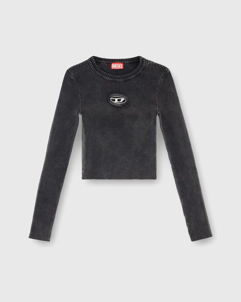 Diesel Verkürzter Pullover mit Cut-out-Logo - Oberteile - Damen - Schwarz Schwarz