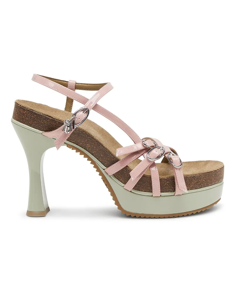 Diesel D-Woodstock-Riemchen-Plateausandalen aus glänzendem PU - Sandalen - Damen - Bunt Bunt