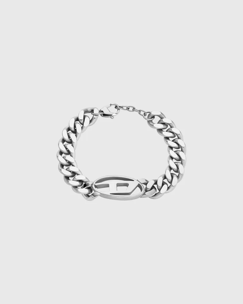 Diesel Kettenarmband aus Edelstahl mit ovalem D-Logo - Armbänder - Herren - Silber Silber