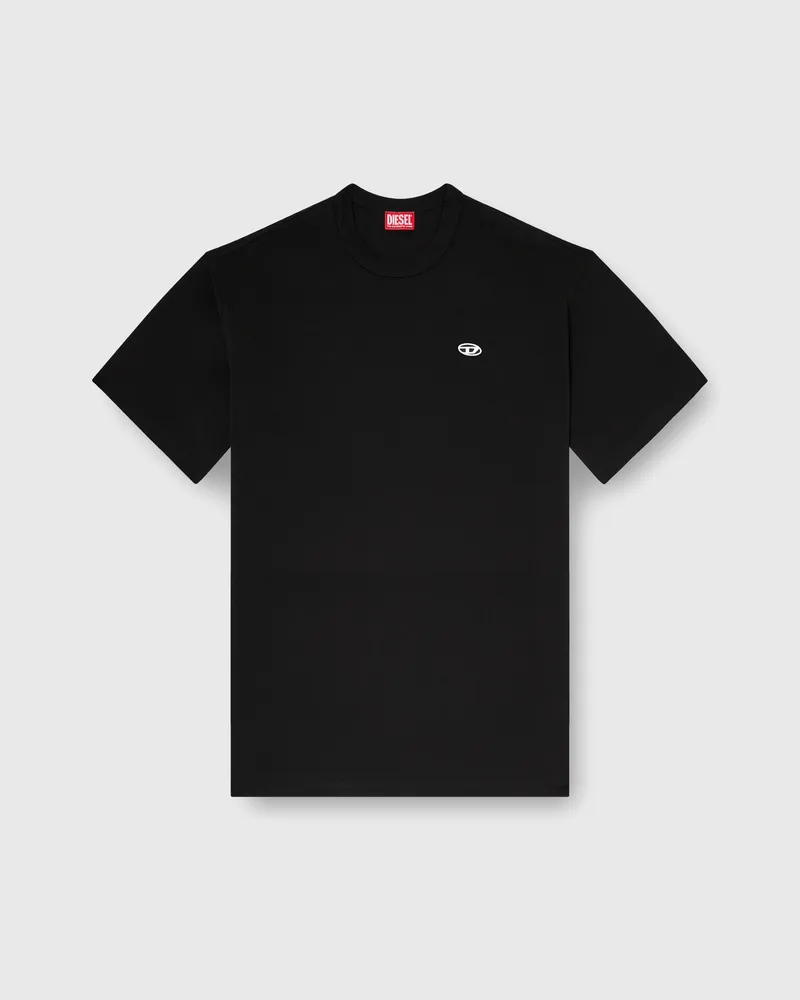 Diesel T-Shirt aus Baumwolle mit Oval D Logo und Grafik - T-Shirts - Herren - Schwarz Schwarz