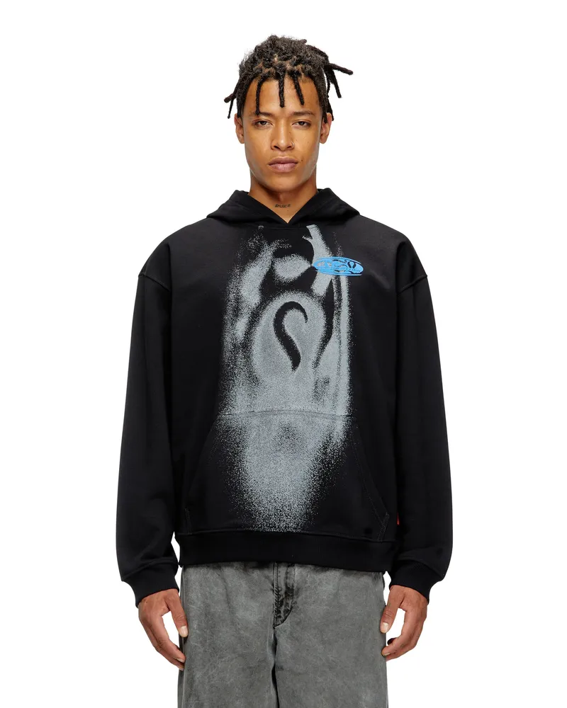 Diesel Kapuzenpullover mit Sprüheffekt-Print - Sweatshirts - Herren - Schwarz Schwarz