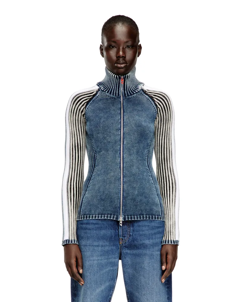 Diesel Reißverschluss-Cardigan mit sportlichen Streifen - Strickwaren - Damen - Bunt Bunt