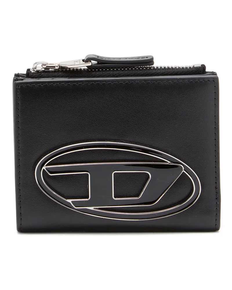 Diesel Kleines Portemonnaie aus Leder mit Logo-Plakette - Kleine Portemonnaies - Damen - Schwarz Schwarz