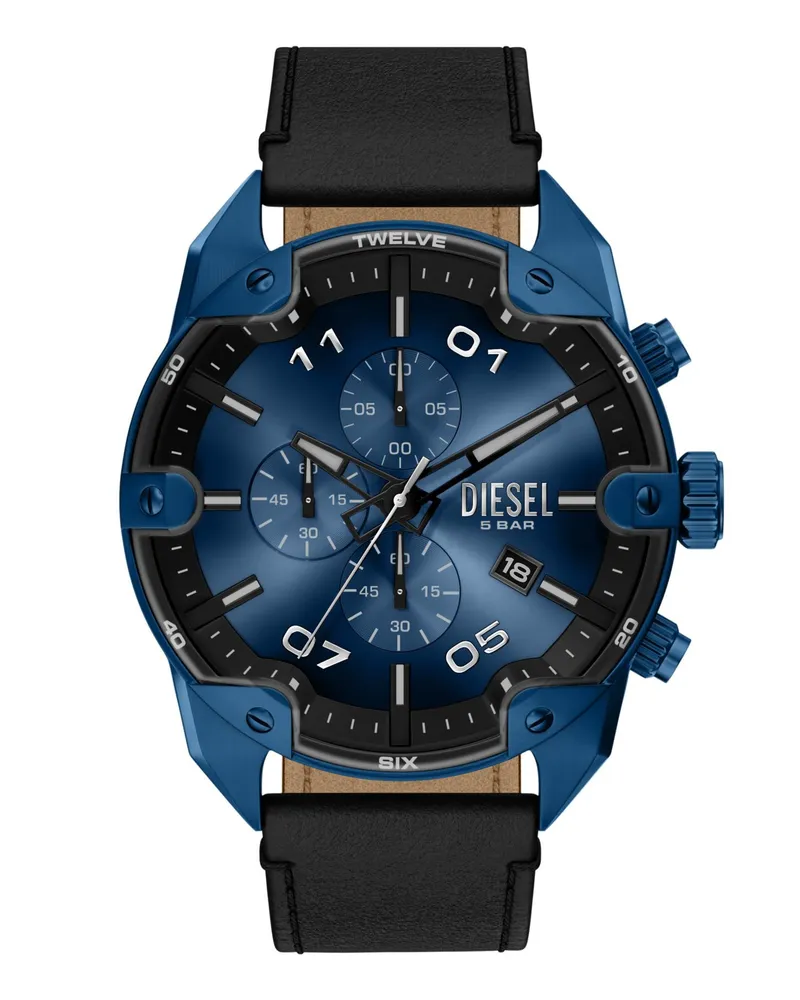 Diesel Armbanduhr Spiked aus schwarzem Leder - Uhren - Herren - Bunt Bunt