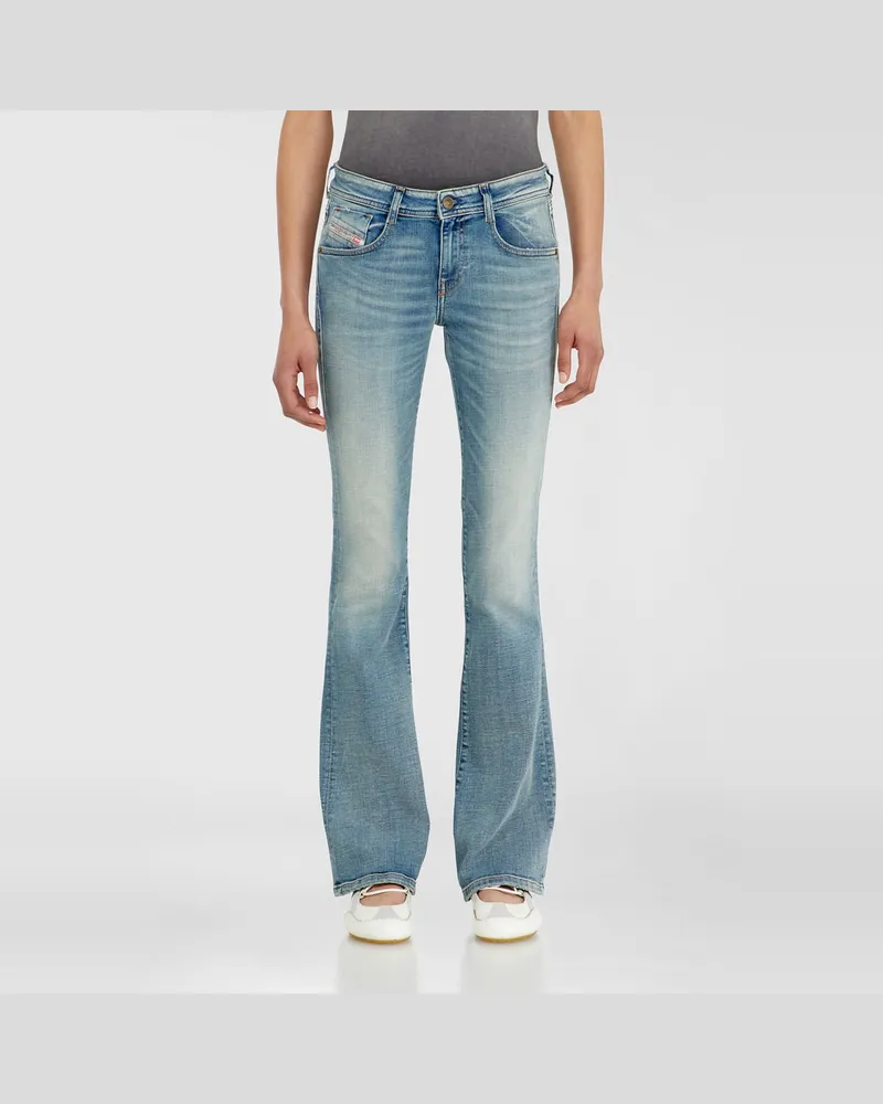 Diesel Bootcut Jeans Low Waist 1969 D-Ebbey, Hellblau, Reißverschluss Blau