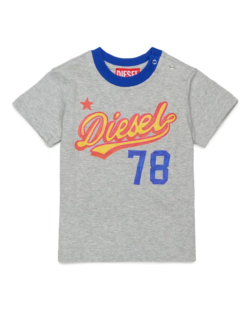 Diesel Baumwoll-T-Shirt mit Retro-Logo-Print - T-Shirts und Tops - Herren - Grau Grau