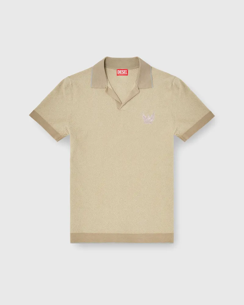 Diesel Poloshirt aus Bouclé-Strick mit Phoenix-Logo - T-Shirts - Herren - Beige Beige