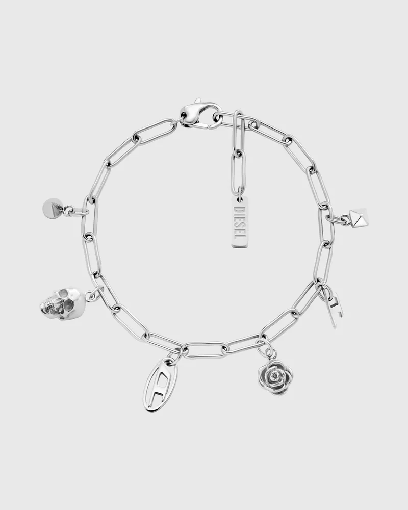 Diesel Charm-Armband aus Edelstahl - Armbänder - Unisex - Silber Silber