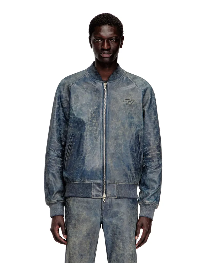 Diesel Bomberjacke aus behandeltem Leder - Lederjacken - Herren - Blau Blau