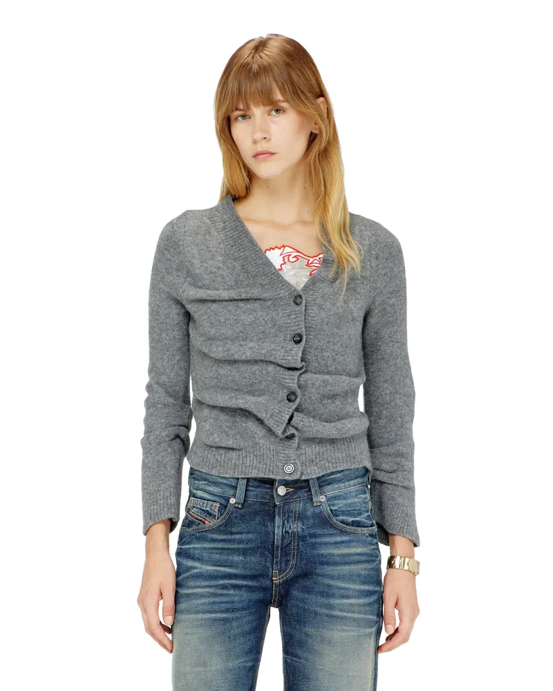 Diesel Kurz geschnittener Cardigan aus gekochtem, geknittertem Strick - Strickwaren - Damen 