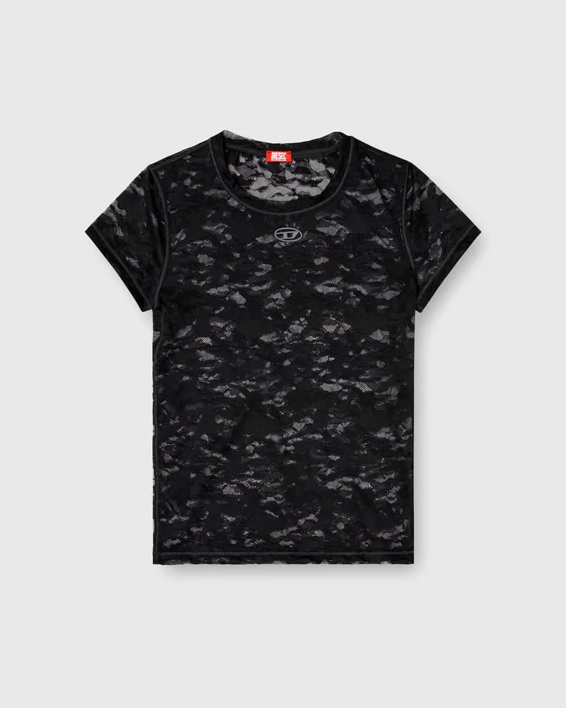 Diesel T-Shirt mit Camouflage-Spitze - Oberteile - Damen - Schwarz Schwarz