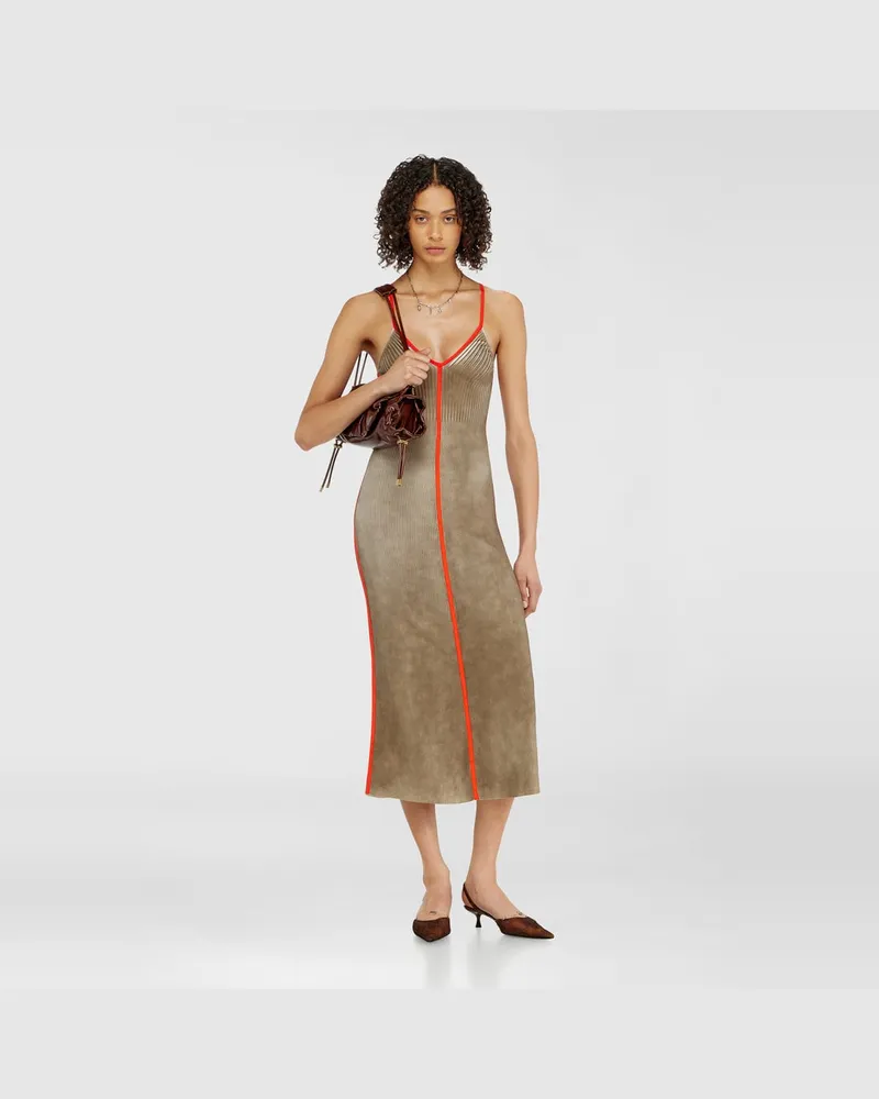 Diesel Rippenstrick-Midikleid mit kontrastierenden Bändern - Kleider - Damen - Bunt Bunt