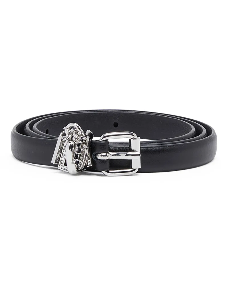 Diesel 1.4cm Gürtel aus Leder mit Logo-Anhängern aus Strass - Gürtel - Damen - Schwarz Schwarz