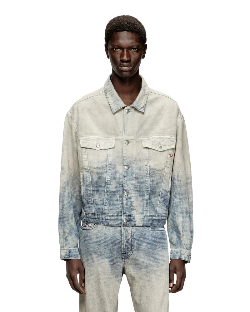 Diesel Trucker-Jacke aus Prince-of-Wales-Jacquard-Denim - Denim jacken - Unisex - Bunt Bunt