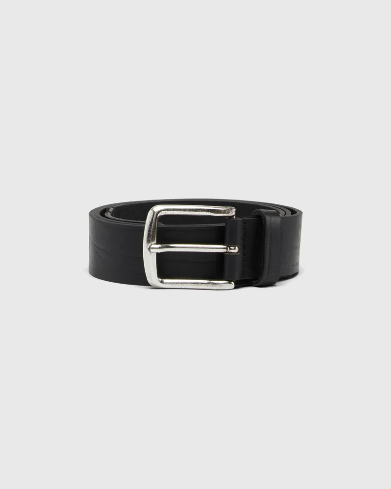 Diesel 3.9cm Gürtel aus behandeltem Leder mit Diesel-Logo - Gürtel - Herren - Schwarz Schwarz
