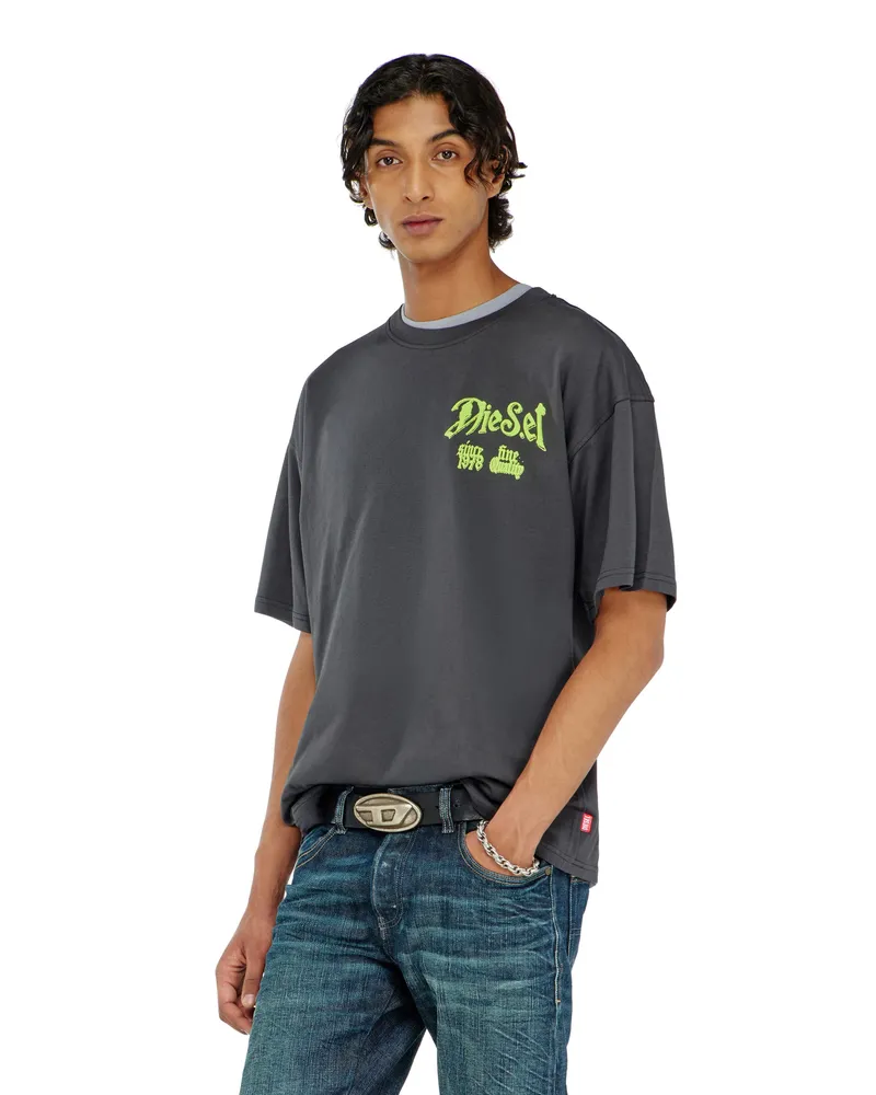 Diesel Baumwoll-T-Shirt mit Flock-Print - T-Shirts - Herren - Grau Grau