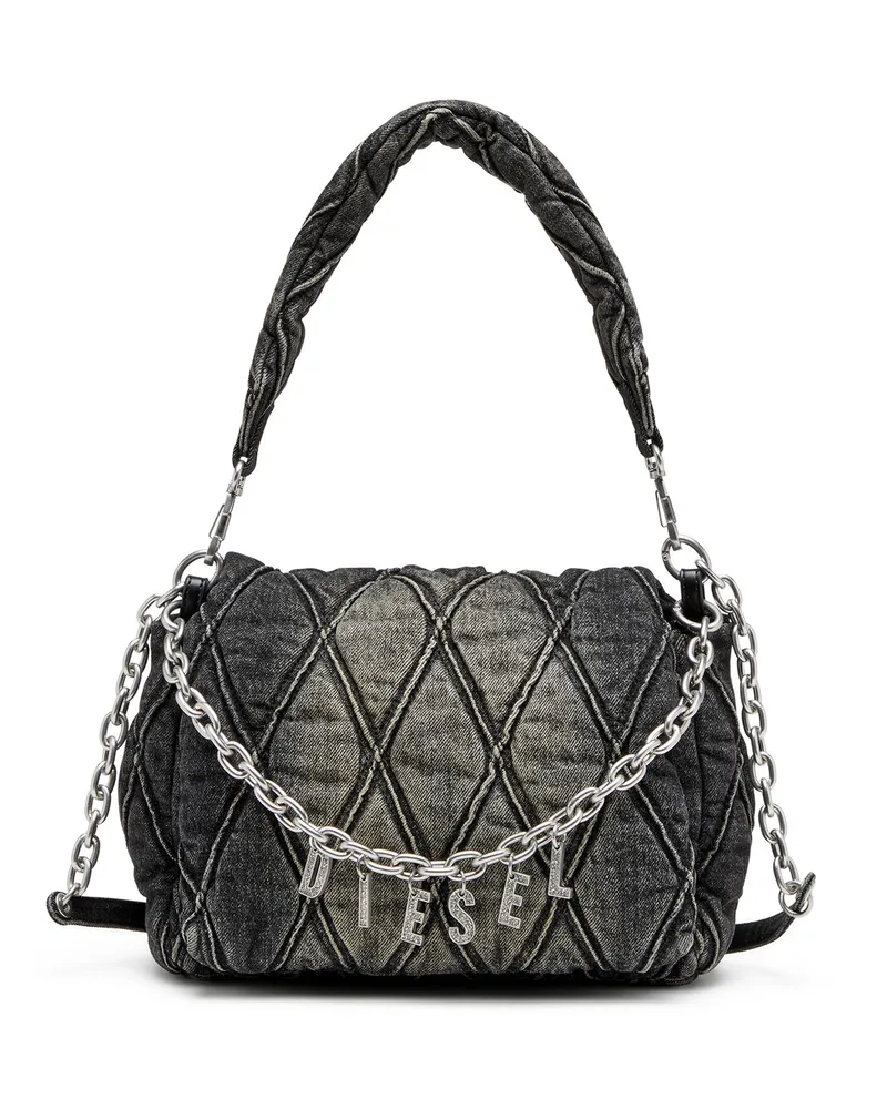 Diesel Charm-D M-Schultertasche aus Steppdenim - Schultertaschen - Damen - Schwarz Schwarz