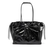 Scrunch-D - Tote-Bag aus glänzendem, geknittertem Leder - Shoppers - Damen - Schwarz