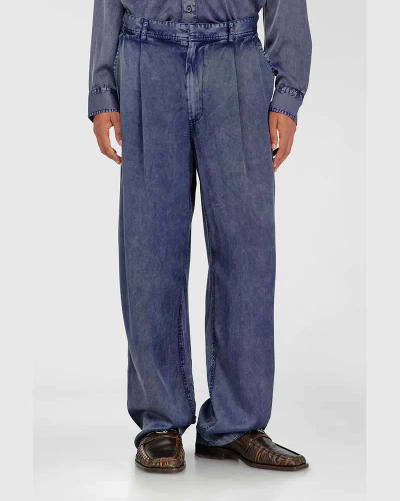 Diesel Wide-Leg-Hose aus Viskose in Denim-Optik - Hosen - Herren - Blau Blau