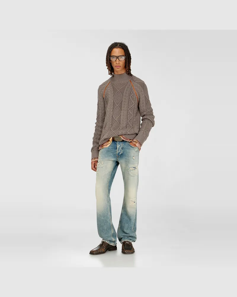 Diesel Rollkragenpullover im Zopfmuster - Strickwaren - Herren - Braun Braun