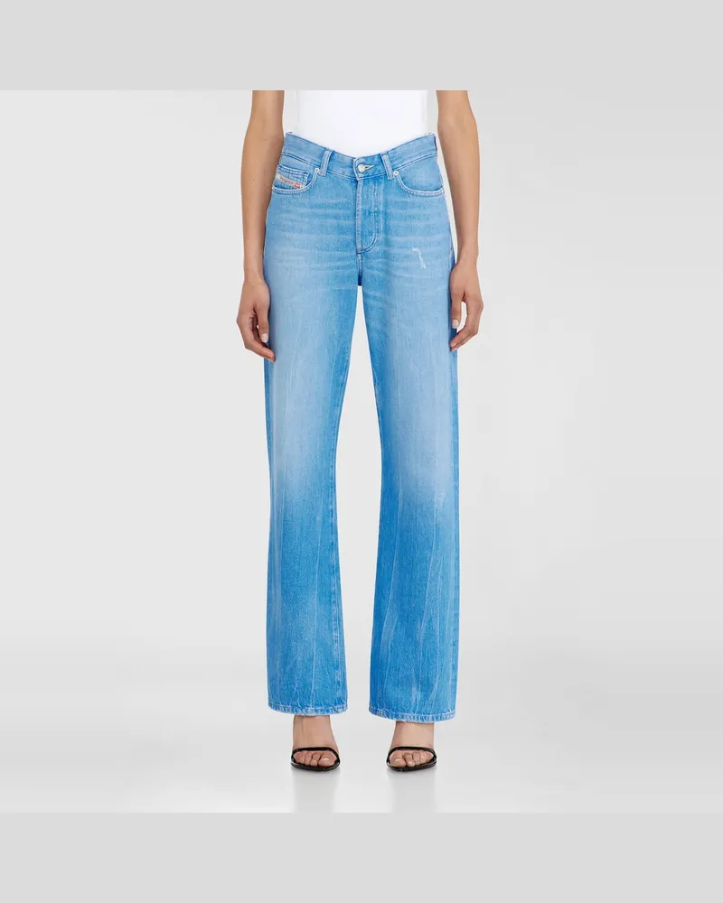 Diesel Regular Jeans High Waist 1971 D-Sent, Hellblau, Knopfverschluss Blau