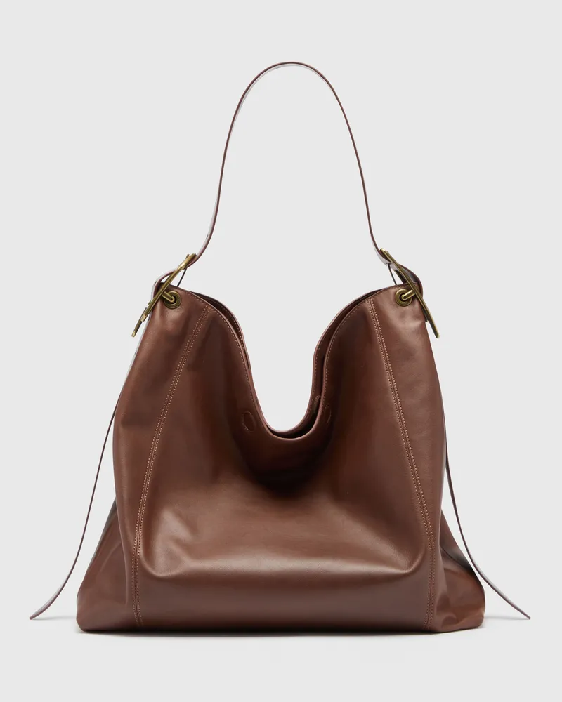 Diesel D-Line Hobo-Tasche aus Leder - Schultertaschen - Damen - Braun Braun