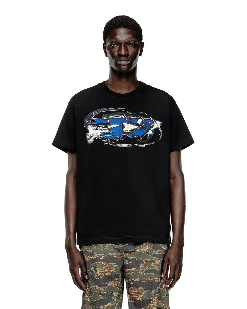 Diesel T-Shirt mit Oval D-Logo - T-Shirts - Herren - Schwarz Schwarz