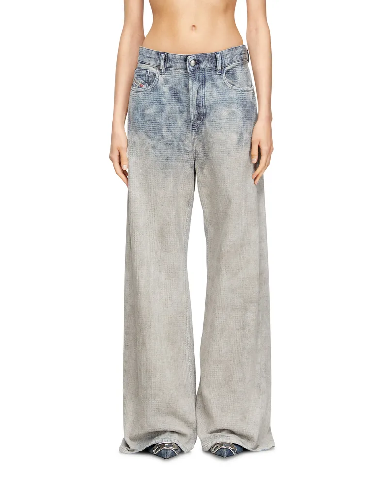 Diesel Relaxed Jeans Low Waist 1996 D-Sire, Mittelblau, Knopfverschluss Blau