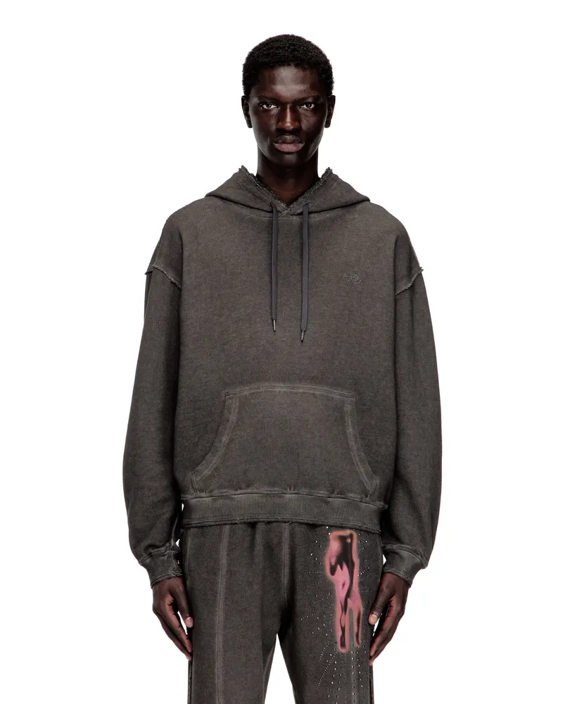 Diesel Hoodie mit Print und Nieten - Sweatshirts - Herren - Grau Grau