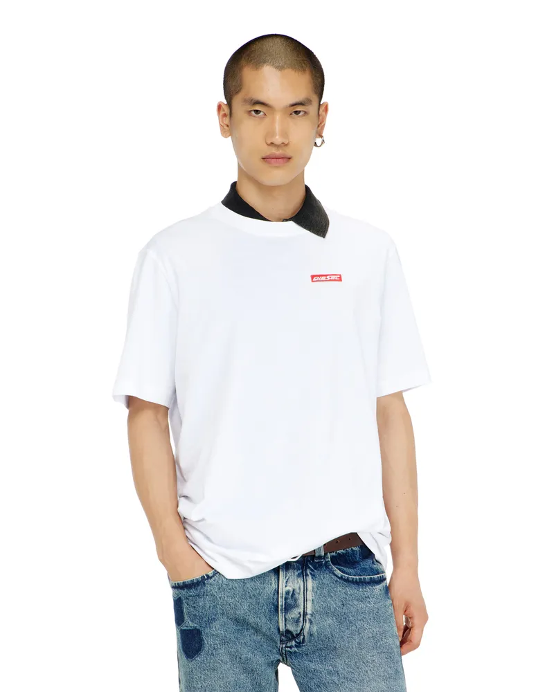 Diesel T-Shirt aus Baumwolle mit Logo patch - T-Shirts - Herren - Weiss Weiss