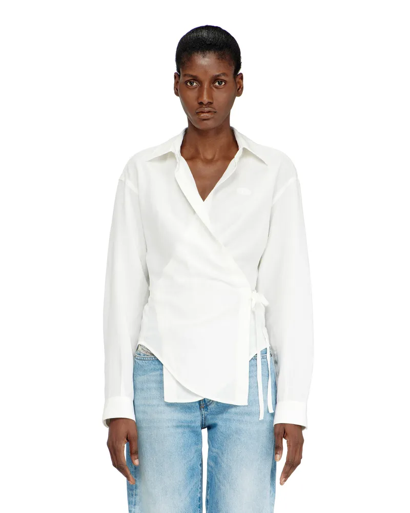 Diesel Leinenmischung-Hemd mit Wickelverschluss - Hemden - Damen - Weiss Weiss