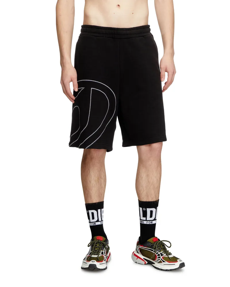 Diesel Sweatshorts mit Maxi-D-Logo - Kurze Hosen - Herren - Schwarz Schwarz