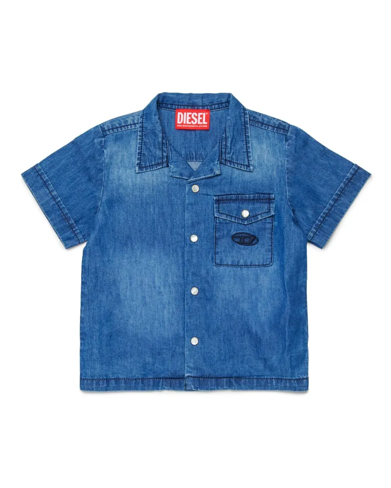 Diesel Bowlinghemd aus gewaschenem Denim - Hemden - Herren - Blau Blau