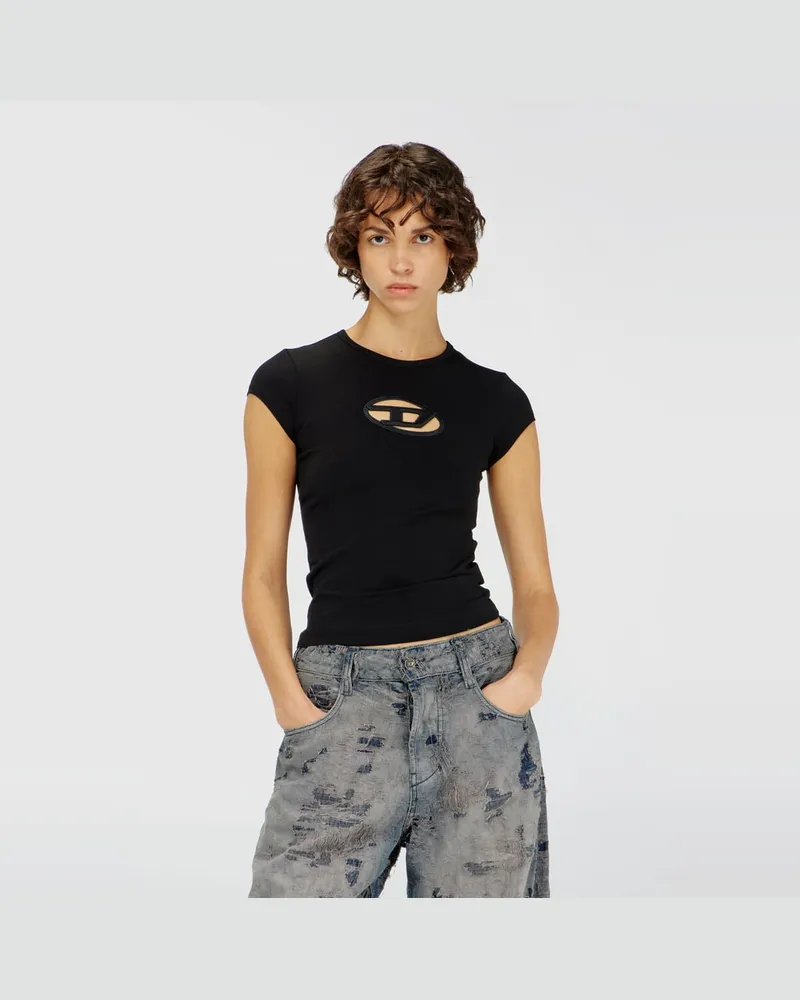 Diesel T-Shirt mit Cutout-Logo - T-Shirts - Damen - Schwarz Schwarz
