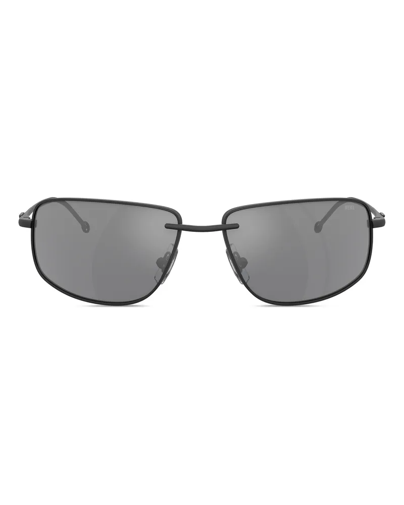 Diesel Sonnenbrille in Racer-Form aus Metall - Sonnenbrille - Unisex - Schwarz Schwarz