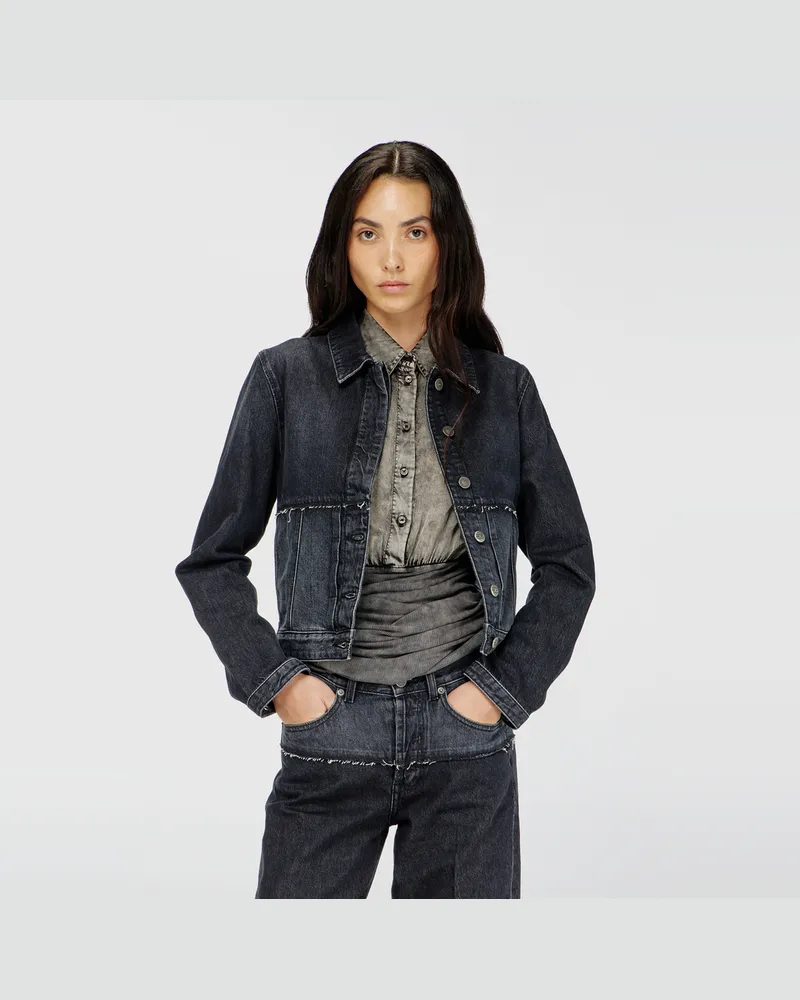 Diesel Jacke aus segmentiertem Denim - Denim jacken - Damen - Schwarz Schwarz