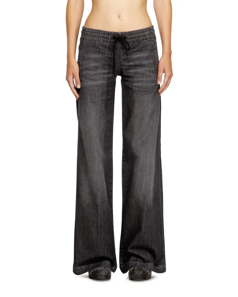 Diesel Relaxed Low Waist 2078 D-Ainty Joggjeans, Schwarz/Dunkelgrau, Elastischer Bund Schwarz