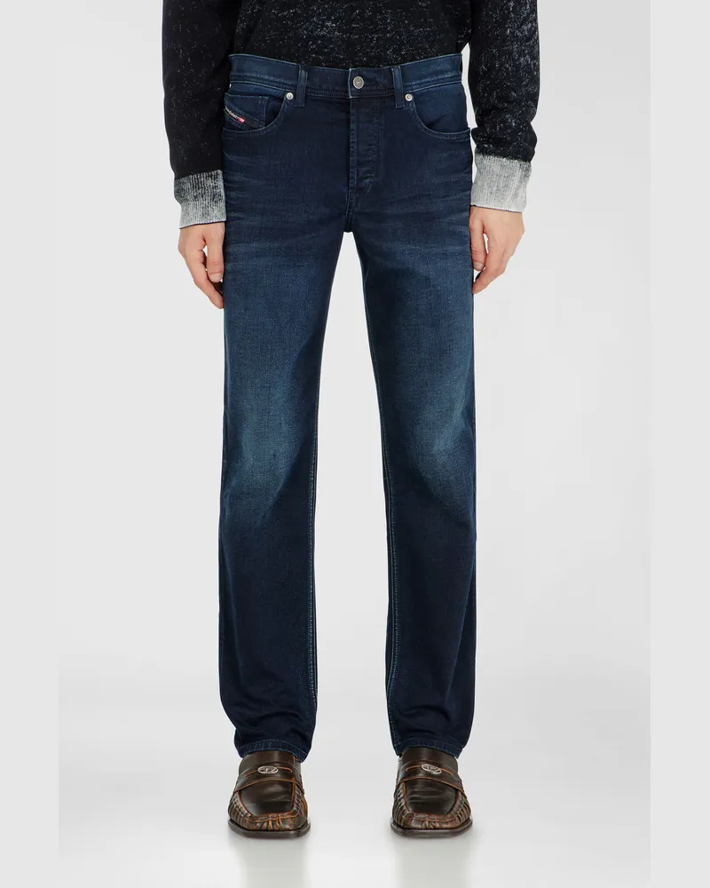 Diesel Regular Jeans Regular Waist 2023 D-Finitive, Dunkelblau, Knopfverschluss Blau