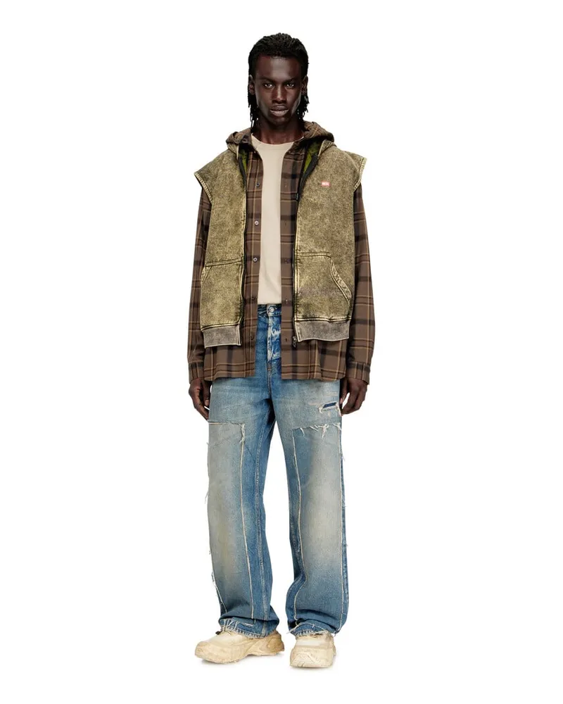 Diesel Hoodie mit Acid-Waschung und Diesel-Logo - Sweatshirts - Herren - Braun Braun